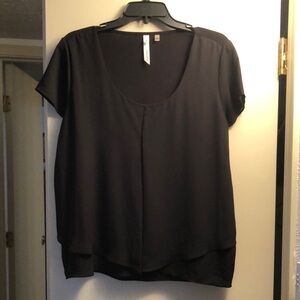 NY Collection Black Boxy Short Sleeve Blouse